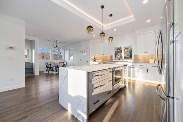 Custom Home Builders MA NH Kitchen Island With Built In Appliances