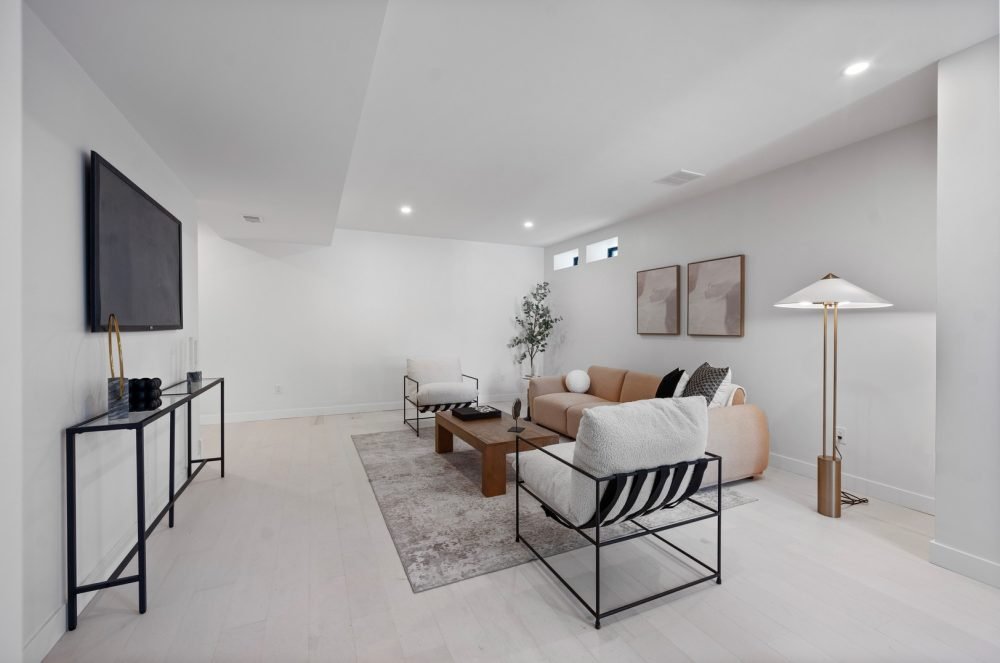 Custom Home Builders Belmont MA Lower Level Family Room