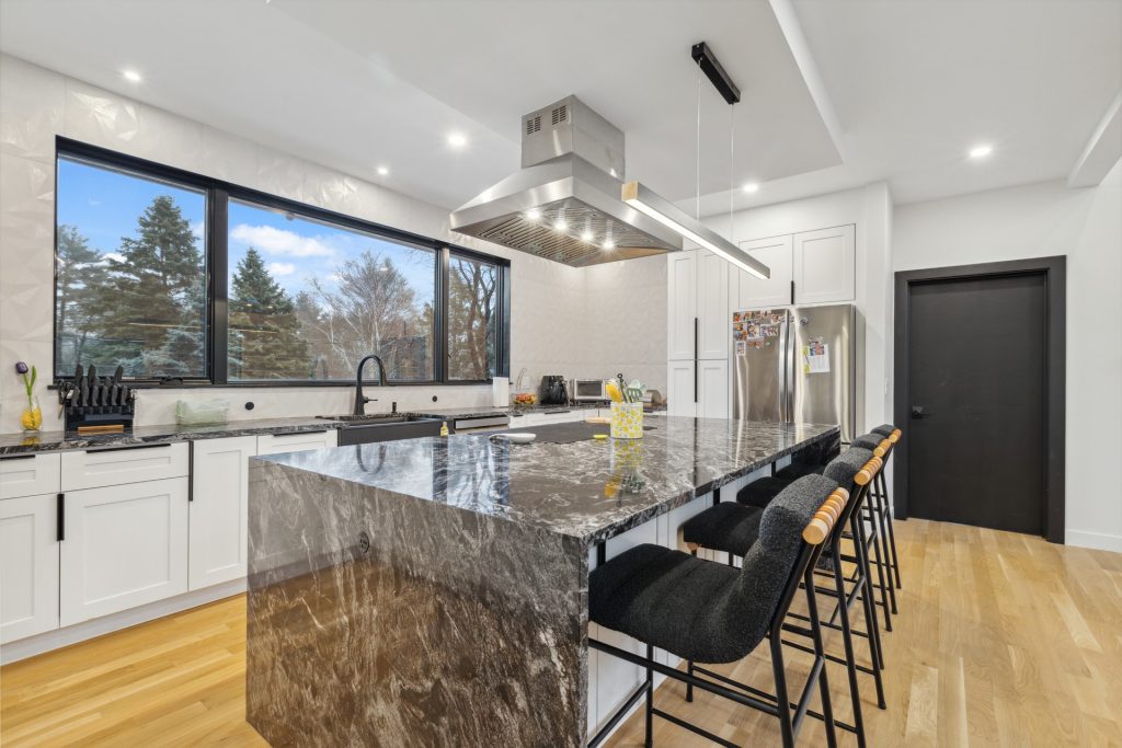 Custom Home Built in Lexington MA- Kitchen Island Cook Top