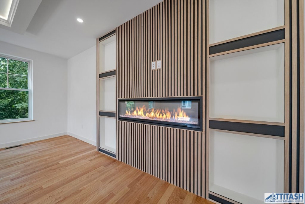 Custom Built Home in Needham MA - Fireplace Wall Feature