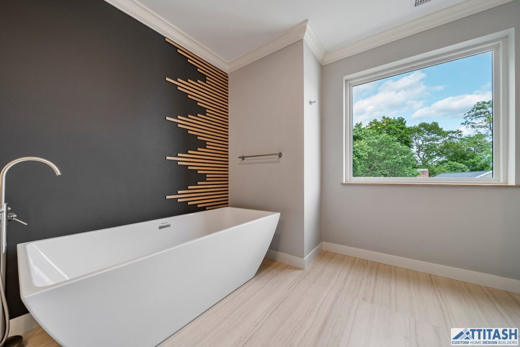 Custom Built Home in Needham MA - Tub & Custom Wall Feature