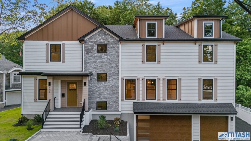 Custom Built Home in Needham MA - Front Exterior