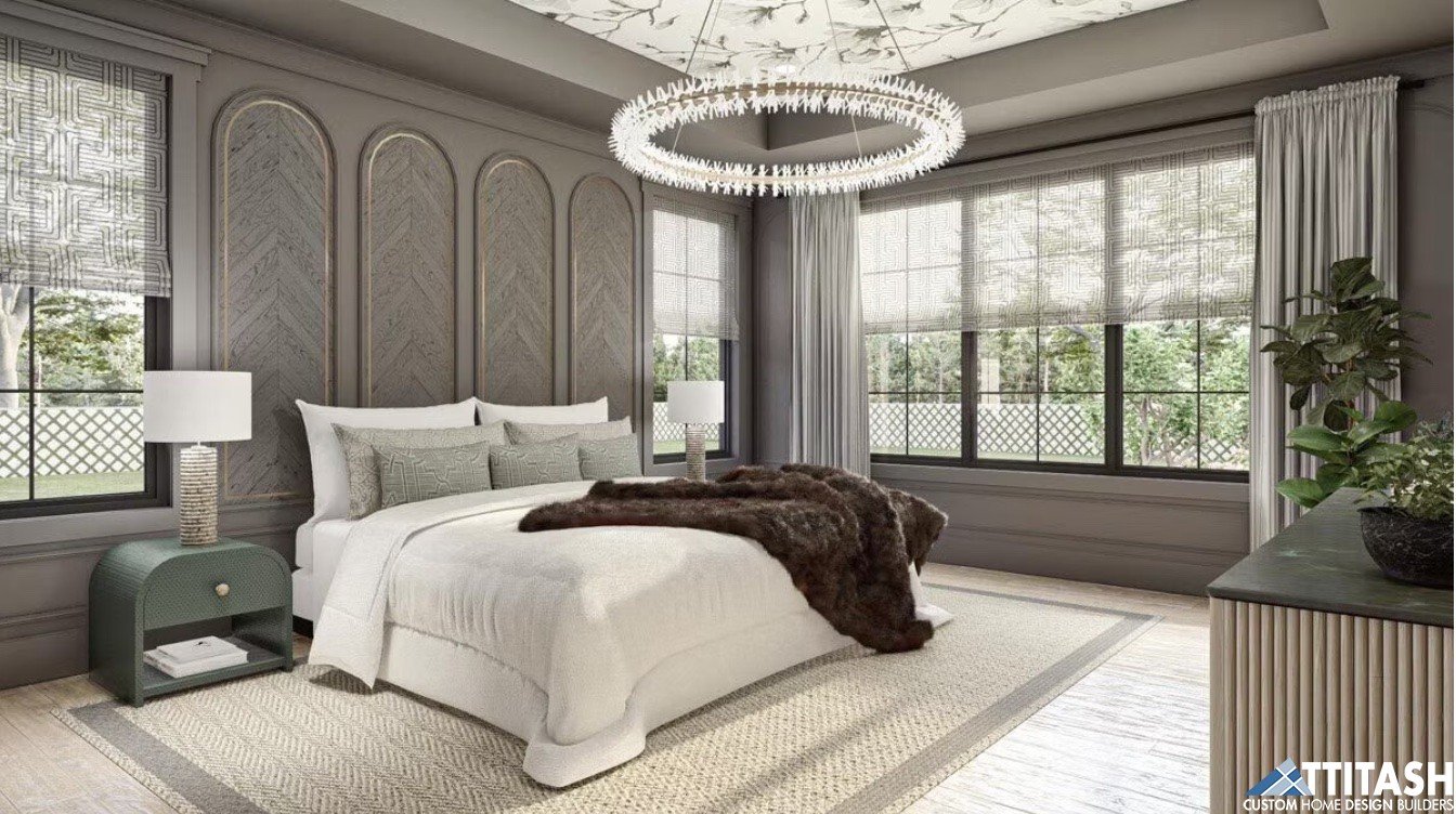 Ridge Chateau Home Design Attitash Custom Homes- Master Bedroom Accent Wall Details