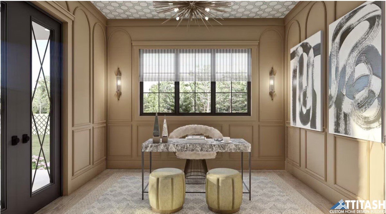 Ridge Chateau Home Design Attitash Custom Homes- Detailed Office Feature Walls