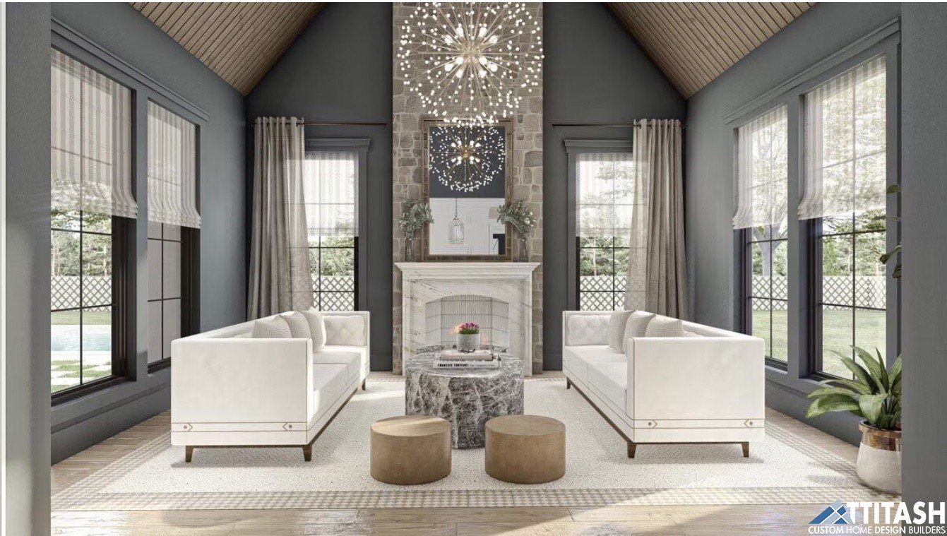 Ridge Chateau Home Design Attitash Custom Homes- Custom Floor To Ceiling Fireplace