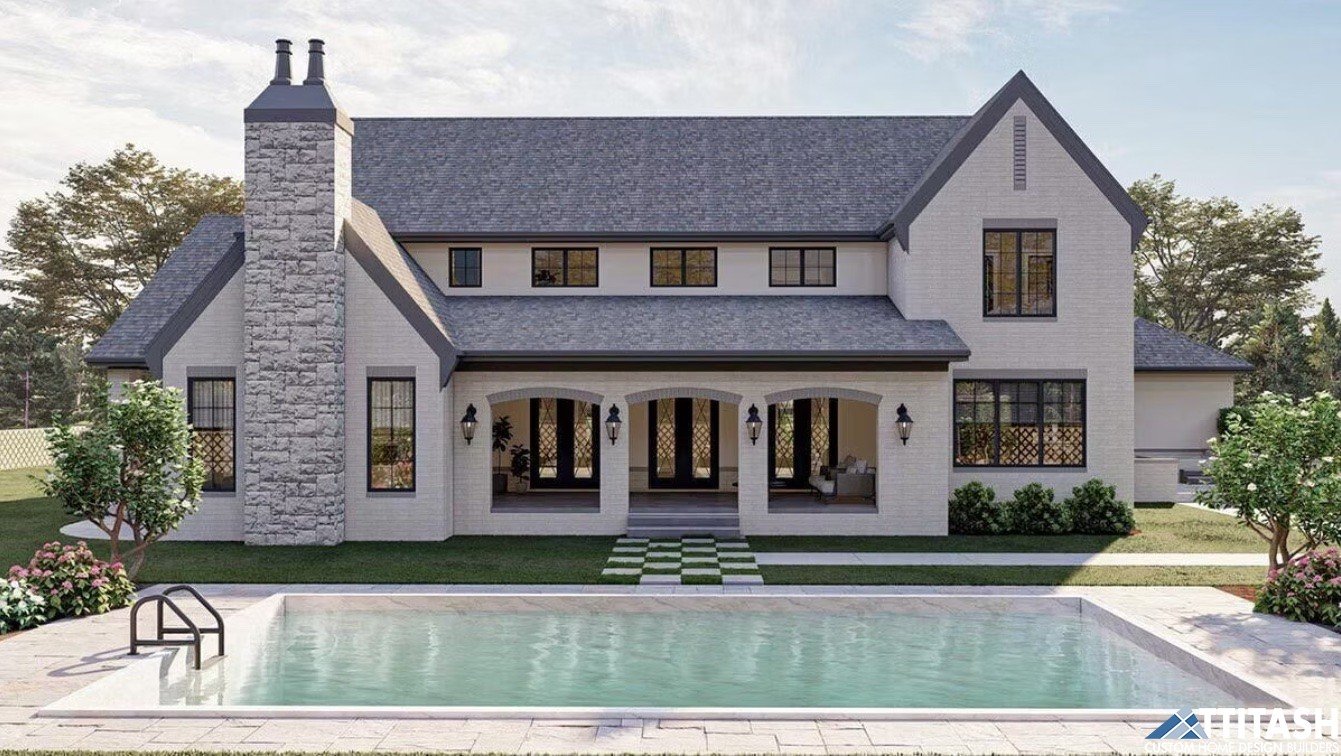 Ridge Chateau Home Design Attitash Custom Homes- Back Yard Built In Pool