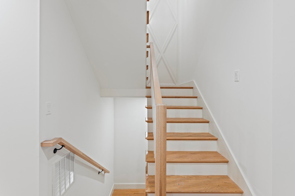 New Construction Duplex in Watertown MA- Wood Stairway
