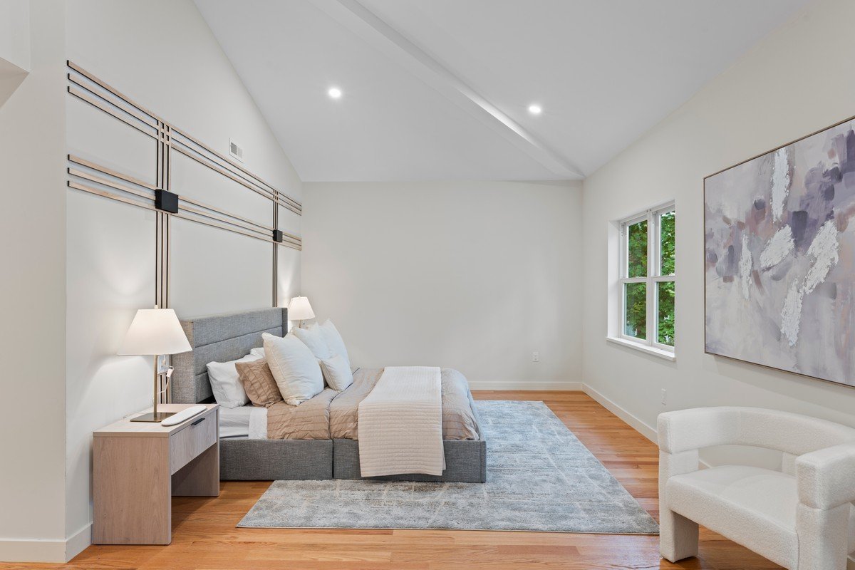 New Construction Duplex in Watertown MA- Master Bedroom With Feature Accent Wall
