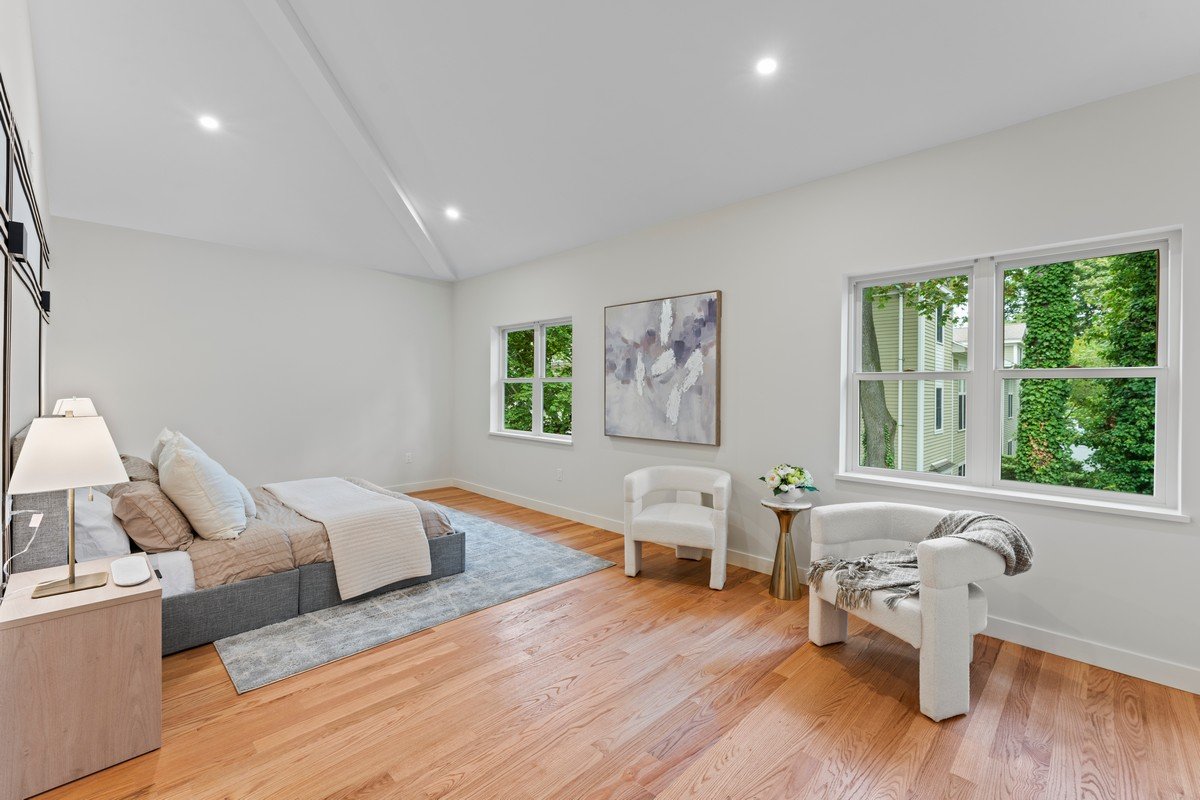 New Construction Duplex in Watertown MA- Master Bedroom With Seating Area
