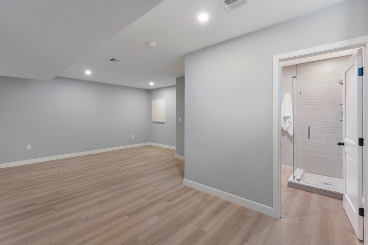 New Construction Duplex in Watertown MA- Lower Level Modern Bathroom