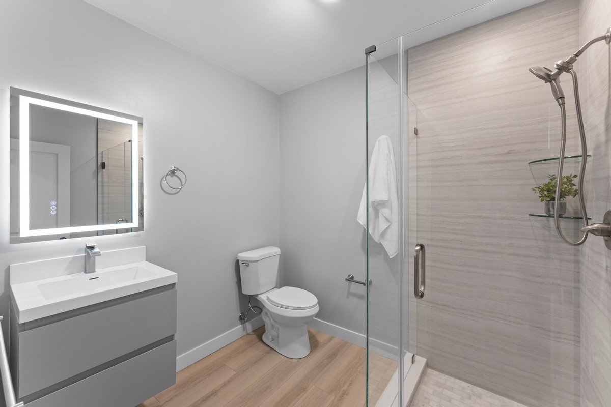 New Construction Duplex in Watertown MA- Modern Shower Stall